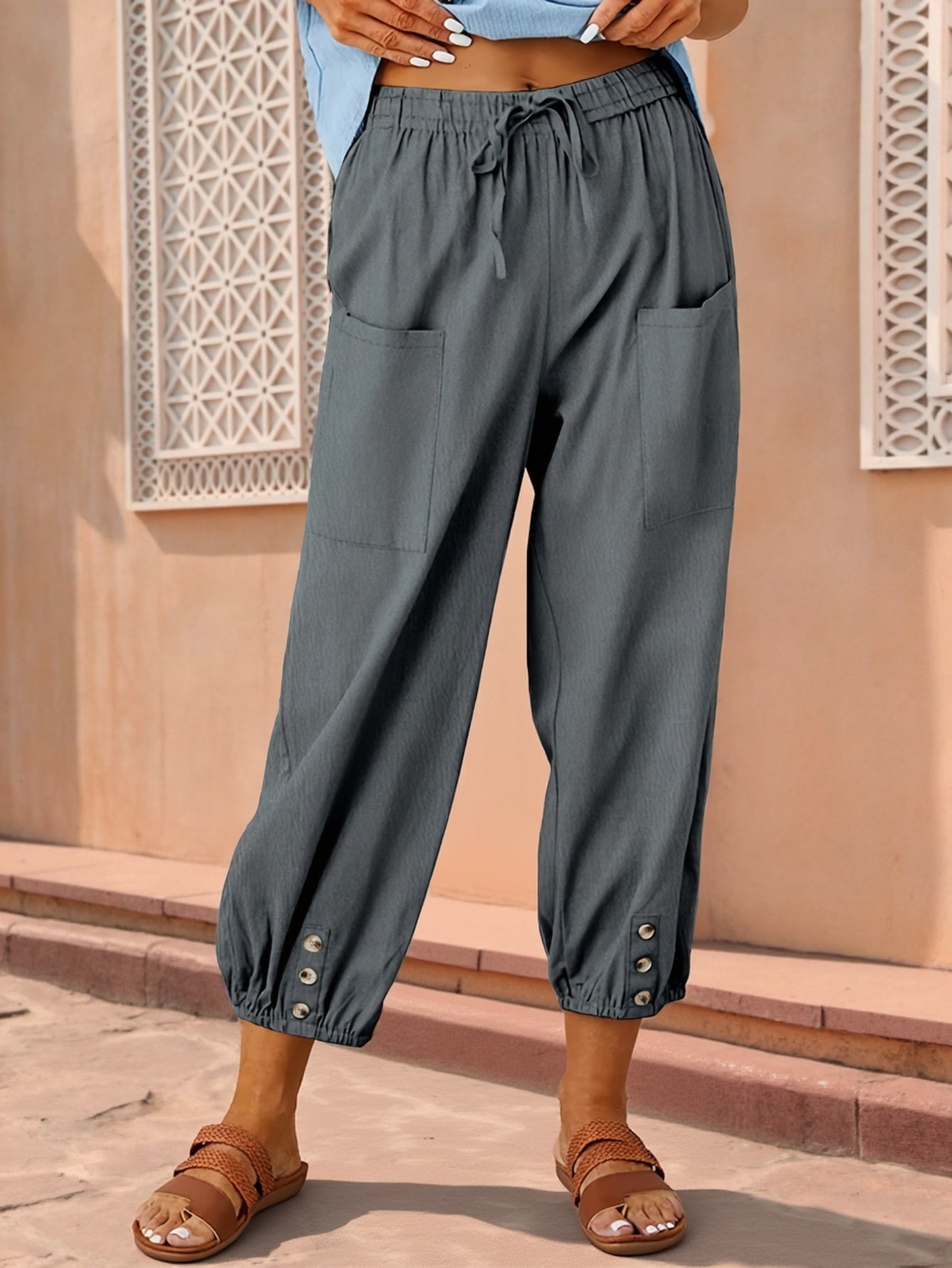 Karla™ | Løse capribukser med snøre